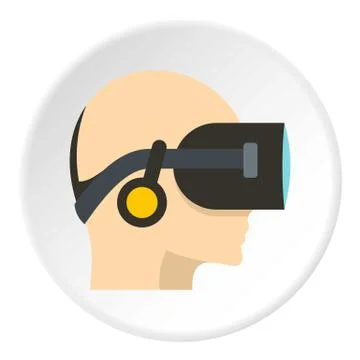 VR headset icon circle 库存插图