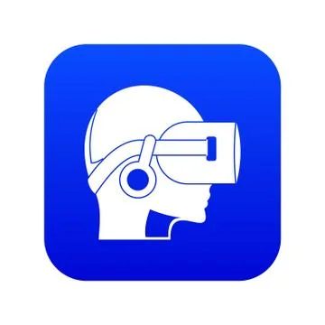 Vr headset icon digital blue Illustrazione stock