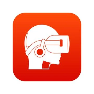 Vr headset icon digital red Illustrazione stock