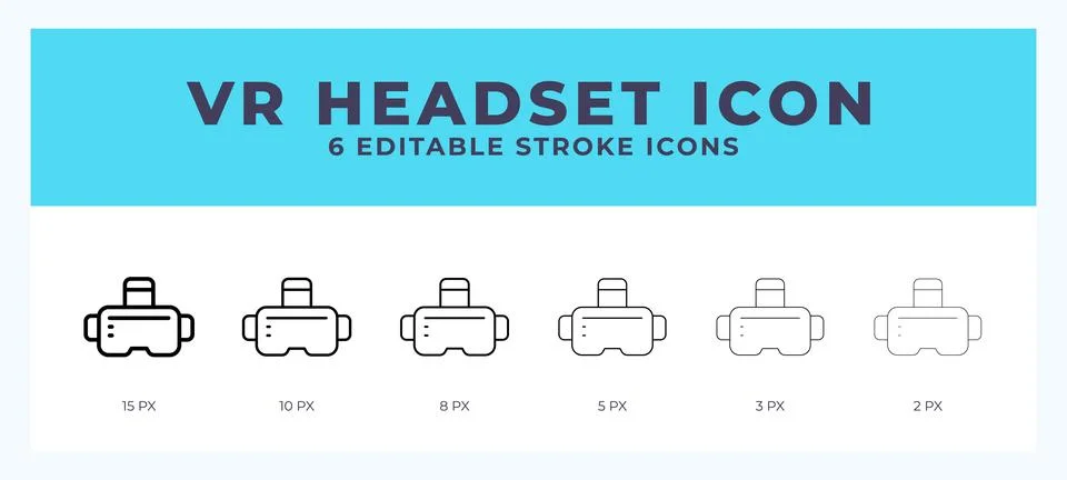 Vr headset icon with editable stroke. Outline icon vector illustration. Stock Illustration