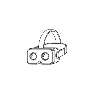 Vr headset icon simple line art virtual reality goggles with augmented realit Stock Illustration