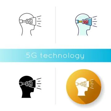 VR headset icon. Virtual reality glasses. 5G cellular mobile network. Wireles Stock Illustration