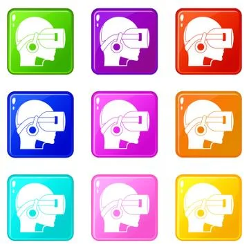 Vr headset icons 9 set イラスト素材