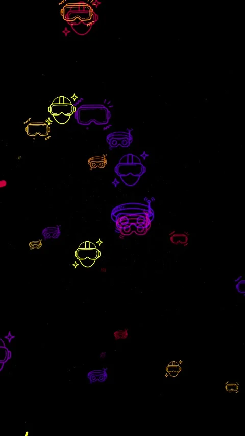 VR headset icons in neon gradient style, virtual reality concept Stock Footage 340564114
