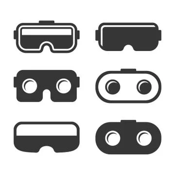 VR Headset Icons Set on White Background. Vector Stock Illustration