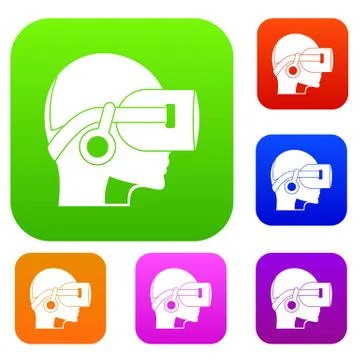 Vr headset set color collection Stockillustratie