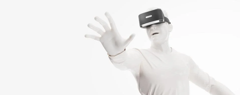 VR headset, technology. 3d render of the man Stock Illustration