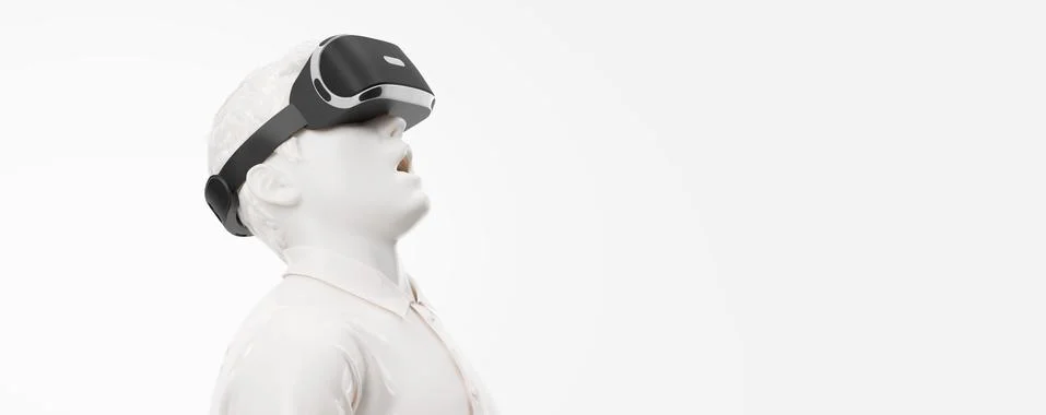 VR headset, technology. 3d render of the man Stock Illustration