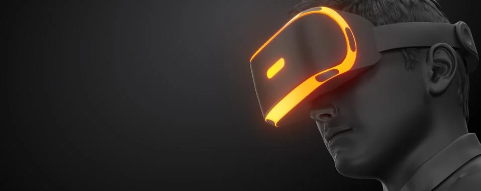 VR headset, technology. 3d render of the man Stock Illustration