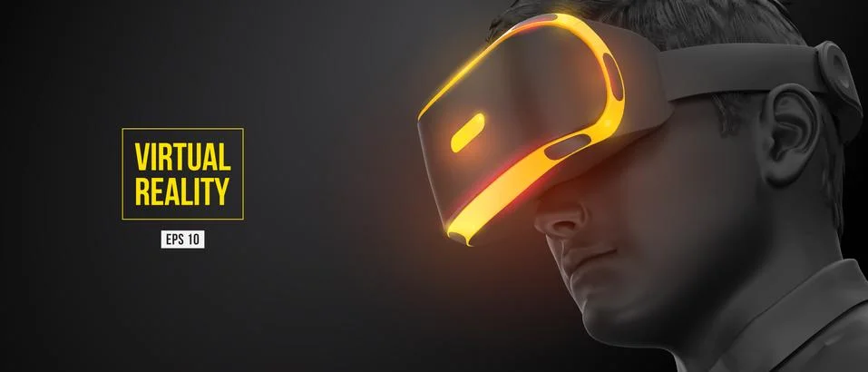 VR headset, technology. 3d render of the man Stock Illustration