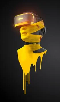 VR headset, technology. 3d render of the man Stock Illustration