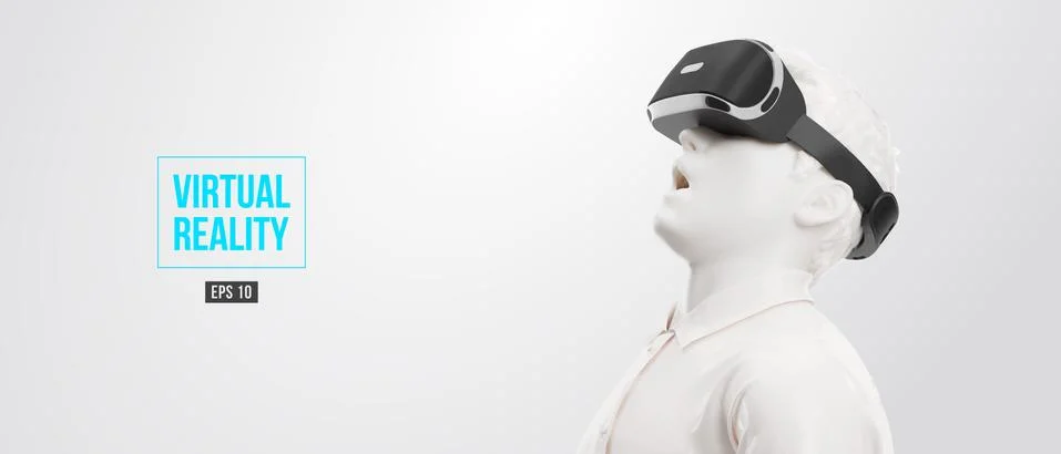 VR headset, technology. 3d render of the man Stock Illustration