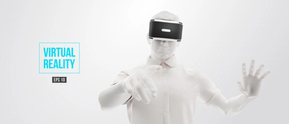 VR headset, technology. 3d render of the man Stock Illustration