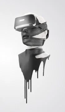 VR headset, technology. 3d render of the man Stock Illustration