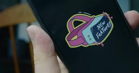 VR headset with the text New Feature, presentation Stock Footage 313498395