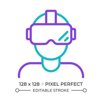 VR headset two color line icon 스톡 일러스트