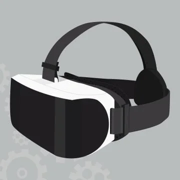 VR headset vector icon on a grey background. Virtual reality mask illustration Stock Illustration