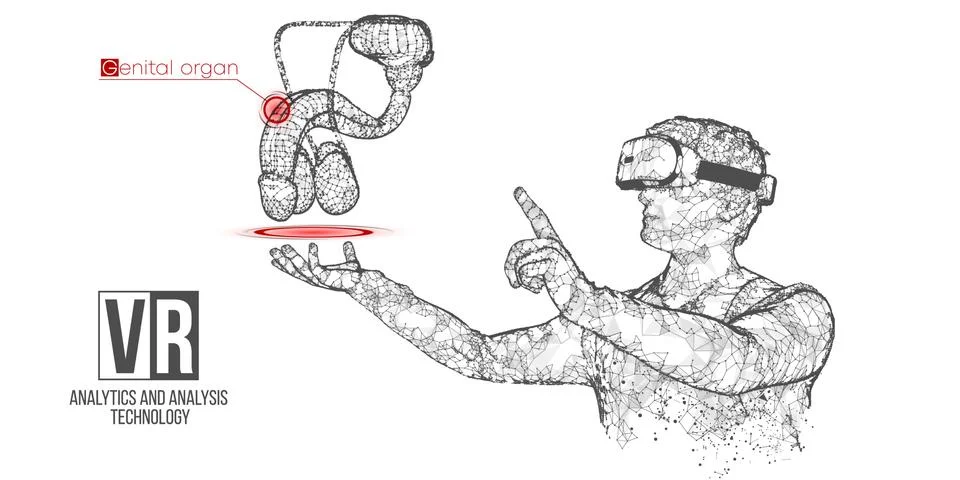 VR headset vector man with man genitals organ Stock Illustration