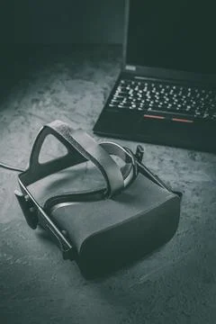 VR headset - virtual reality glasses for simulation of reality for different Stock Illustration