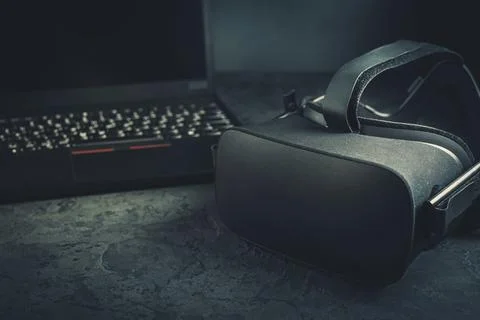 VR headset - virtual reality glasses for simulation of reality for different Stock Illustration