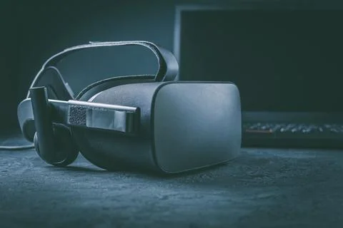 VR headset - virtual reality glasses for simulation of reality for different Stock Illustration