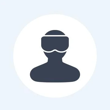 VR helmet, man in virtual reality glasses icon on white 스톡 일러스트