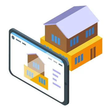 Vr house icon isometric vector. Game phone イラスト素材
