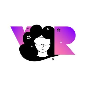 VR icon with face in augmented glasses, Virtual reality Stock Illustration