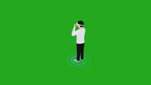 VR Interaction Man Using Touch Controls on Green Screen Animation 库存影片 333814108