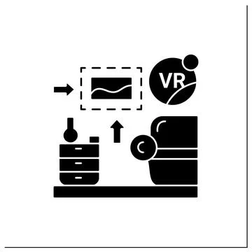 Vr interior design glyph icon Stock Illustration