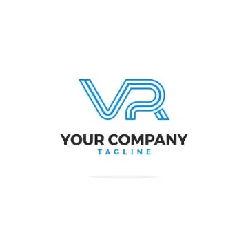 VR Letters Logo Vector Triple Line Stock Illustration