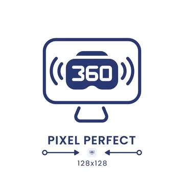 VR live streaming black solid desktop icon 库存插图