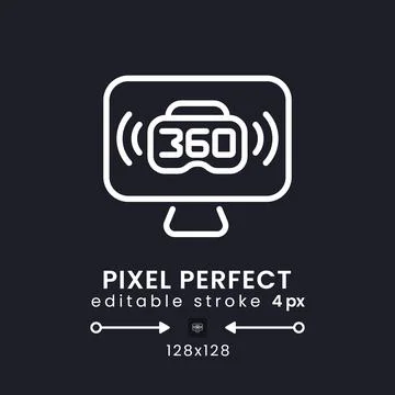 VR live streaming white linear desktop icon on black 库存插图