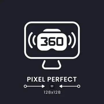 VR live streaming white solid desktop icon Stock Illustration