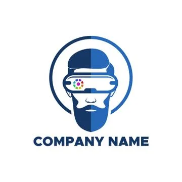 VR Man beard head Stock Illustration