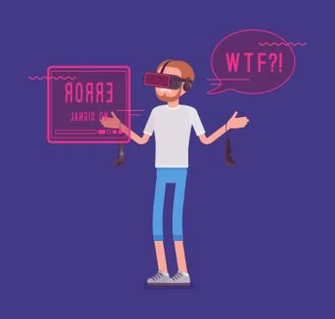 VR man having negative experience and problems Stock Illustration