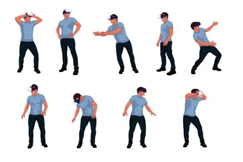 Vr man staying set Stock Illustration