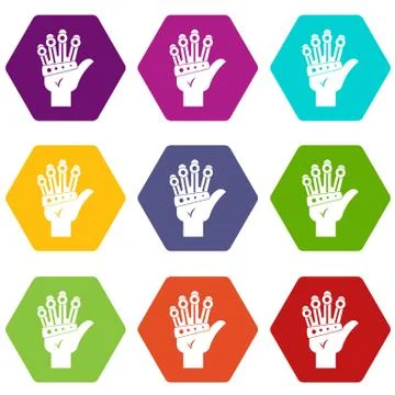 Vr manipulator icon set color hexahedron Stockillustratie