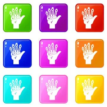 Vr manipulator icons 9 set 库存插图