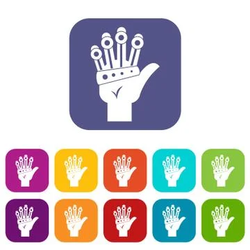 Vr manipulator icons set flat Stock Illustration