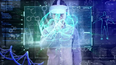 VR medical intelligence medical brain gene virtual reality medicine research Stock Footage