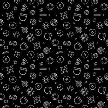 VR or Virtual Reality vector dark linear seamless pattern 스톡 일러스트