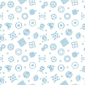 VR pattern. Virtual Reality vector linear seamless background Stock Illustration