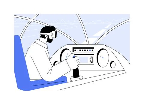 VR pilot training abstract concept vector illustration. Illustrazione stock