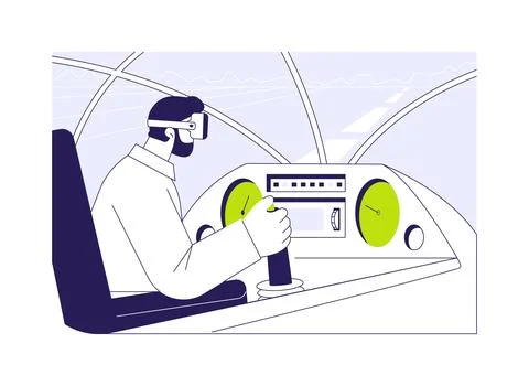 VR pilot training abstract concept vector illustration. Illustrazione stock