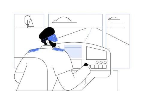 VR pilot training isolated cartoon vector illustrations. Illustrazione stock