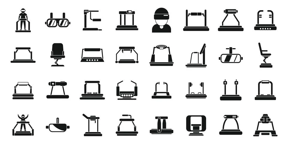 Vr platform icons set simple vector. Augmented reality Stock Illustration