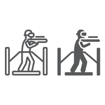 VR platform line and glyph icon, gaming and entertainment, virtual reality Illustrazione stock