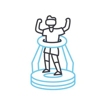 Vr platform line icon, outline symbol, vector illustration, concept sign Stock Illustration