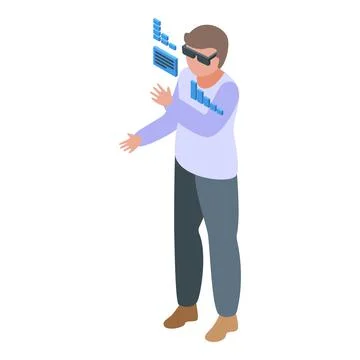 Vr play icon isometric vector. Ar tech 스톡 일러스트